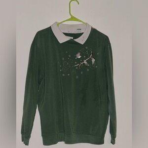 Dark green collard top (thrifted) in a LARGE